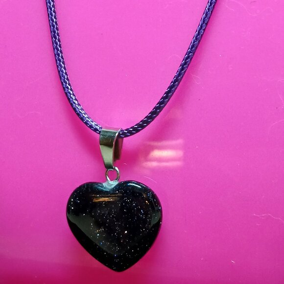 NWOT Fashion Necklace Purple Starry Patterned Heart Pendant Jewelry #28 - Picture 7 of 7